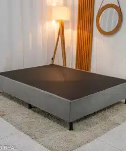 Box Casal Sued Cinza 138x188x37 - Nosso Sonho