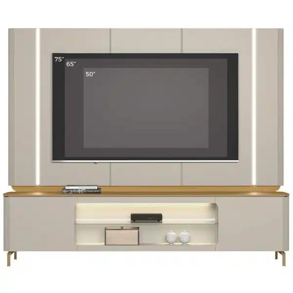 Painel + Rack Santorini Off White/Tauari Fosco – LINEA BRASIL - Image 8
