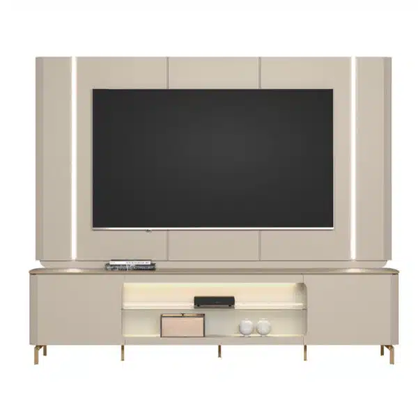 Painel + Rack Santorini Off White/Tauari Fosco – LINEA BRASIL - Image 11