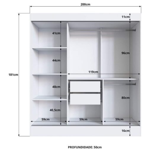 Guarda-Roupa 3 Portas Londres 1,80m Off White/Nogueira - Imagem 3