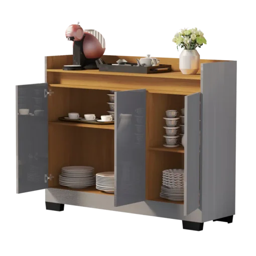 Buffet 3 Portas Real Cinza/Mel - Imagem 4