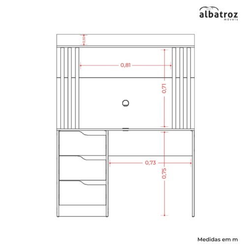 Escrivaninha com Painel Doble Branco Fosco - Imagem 7
