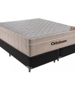 Colchão Queen Airtech Springpocket + Base Box Simples Corino Preto – ORTOBOM + ALTO NÍVEL CAMAS E COLCHÕES