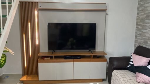 Home Absoluto Cinamono/Off White Ripado C/ Led TV até 65 Polegadas Larg. 2.00m – JCM - Imagem 3