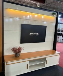 Painel até 75″ Bliss + Rack Comodoro 2.18 Off White/Cedro – EDN MÓVEIS