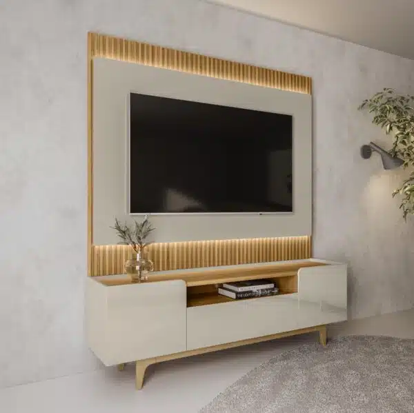 Painel até 70″ São Paulo 1.8 + Rack Orlando Tauari/Off White – LINEA BRASIL