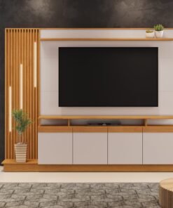 Home Absoluto Cinamono/Off White Ripado C/ Led TV até 65 Polegadas Larg. 2.00m – JCM