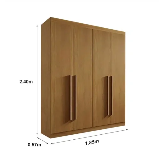 Roupeiro Solteiro Da Vinci Plus Cinamomo 4 Portas 3 Gavetas 100% MDF Larg. 1.85m - D Doro - Imagem 3