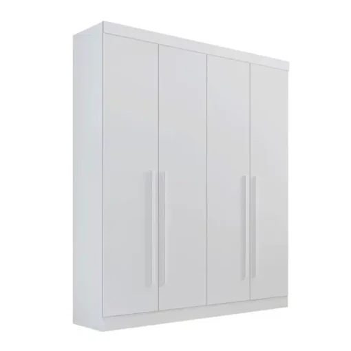 Roupeiro Solteiro Da Vinci Plus Branco 4 Portas 3 Gavetas 100% MDF Larg. 1.85m - D Doro - Imagem 2