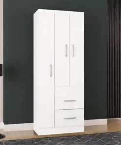 Roupeiro Solteiro Milão Branco 3 Portas 2 Gavetas Larg. 0.68m - Poquema