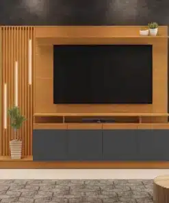 Home Absoluto Cinamomo/Grafite Ripado C/ Led TV até 65 Polegadas Larg. 2.00m - JCM