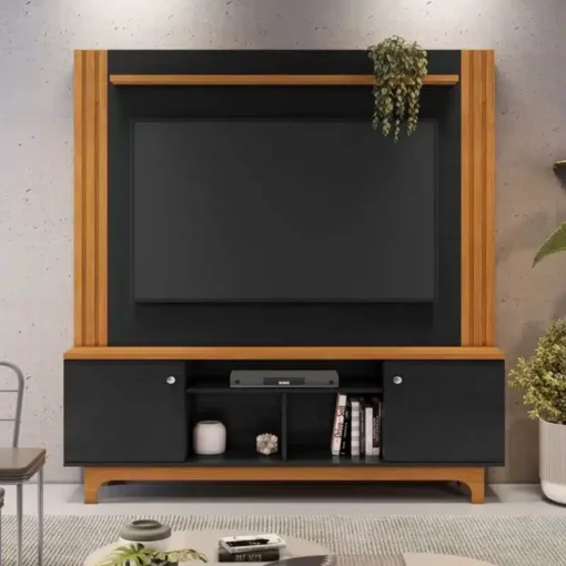 Home Bálsamo Cinamomo/Preto C/ Detalhe Ripado TV até 65 Polegadas Larg. 1.50m - JCM