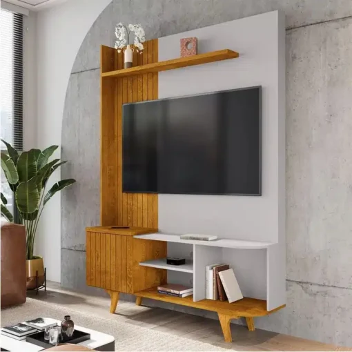 Home Corumbau Nature/Off C/Detalhe Frisado Para TV até 55 Polegadas Larg. 1.36m - Bechara EM ESTOQUE