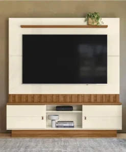 Home Florianópolis com Detalhe Ripado Off-Amêndoa Larg.1.75m -Mobler