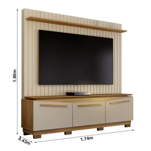 Home Montreal Off/Cinamomo Painel Ripado TV até 75 Polegadas Larg. 1.74m - Valdemoveis - Imagem 2