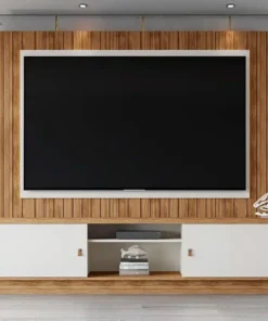 Home Santos + Painel Frisado Off-Amêndoa Larg. 2.01m - Mobler