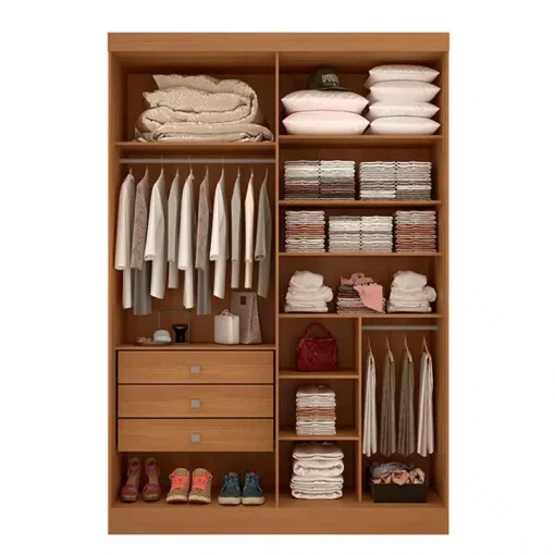 Roupeiro Solteiro Da Vinci Plus Cinamomo 4 Portas 3 Gavetas 100% MDF Larg. 1.85m - D Doro - Imagem 4