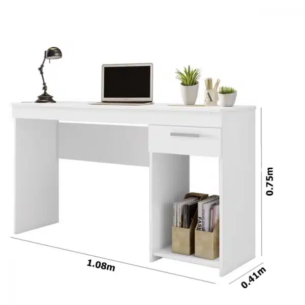 Mesa Office NT Branco 1 Gaveta Larg. 1.08m - Notável - Image 4