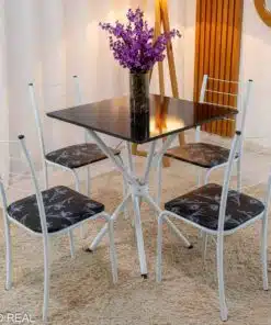 Mesa Rio Base Ipanema Branco Tampo Preto 68X68 MDF 4 Cadeiras Rio Assento Preto - Teixeira