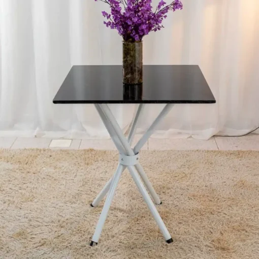 Mesa Rio Base Ipanema Branco Tampo Preto 68X68 MDF 4 Cadeiras Rio Assento Preto - Teixeira - Imagem 5