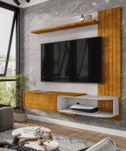 Painel Paraty Nature/Off C/Detalhe Frisado Para TV até 55 Polegadas Larg. 1.37m - Bechara