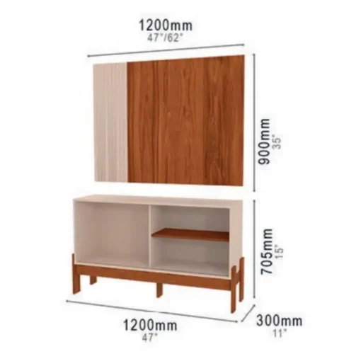 Rack e Painel Wood Larg. 1.20m Pérola Metalizada-Cinamomo Mel -Mobler - Imagem 3