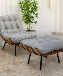 Poltrona C/Puff Florença Veludo Prata
