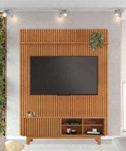 Rack Sereno Cinamomo Ripado Larg. 1.68m + Painel Riso Cinamomo Ripado TV até 65 Polegadas Larg. 1.82m - JCM