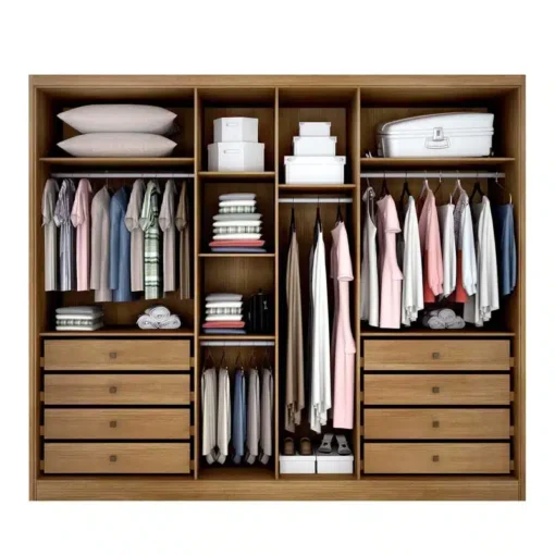 Roupeiro Casal Robust Plus Cumaru 6 Portas 8 Gavetas 100% MDF Larg. 2.76m - Novo Horizonte - Imagem 3
