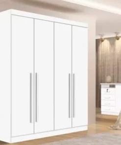 Roupeiro Solteiro Da Vinci Plus Branco 4 Portas 3 Gavetas 100% MDF Larg. 1.85m - D Doro