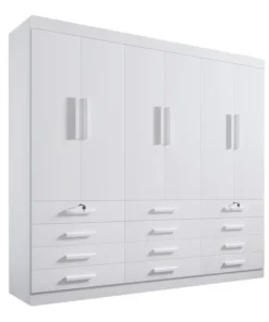 Roupeiro Casal Mônaco Branco 6 Portas 12 Gavetas Larg. 2.40m - D Doro