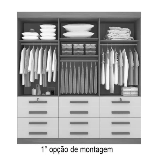 Roupeiro Casal Mônaco Branco 6 Portas 12 Gavetas Larg. 2.40m - D Doro - Imagem 2