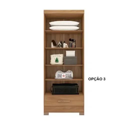 Roupeiro Solteiro Smart Plus (GR2123) Cinamomo/Chumbo 2 Portas 1 Gaveta C/Pés Larg. 0.85m - Rodial Móveis - Imagem 5