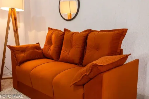 Sofá 3 e 2 lugares Petra Veludinho Terracota - Imagem 5