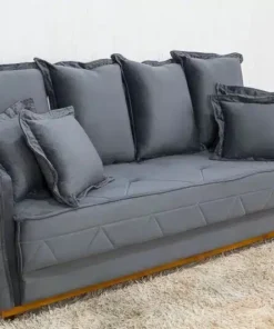 Sofá 3 lugares Vican Veludo Cinza Larg. 2.00m - Molas Bonnel