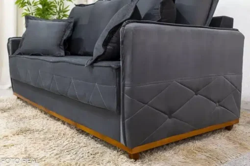Sofá 3 lugares Vican Veludo Cinza Larg. 2.00m - Molas Bonnel - Imagem 5