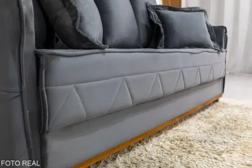 Sofá 3 lugares Vican Veludo Cinza Larg. 2.00m - Molas Bonnel - Imagem 7