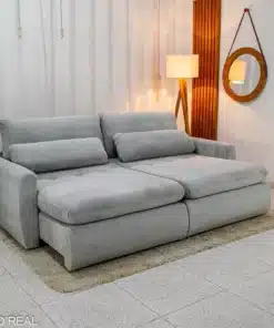 Sofá Retrátil e Cama Amaranto 2.30m Veludo Plush Prata - Sem Caixa