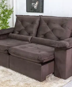 Sofá Retrátil Reclinável Roma 2.30m Veludo Marrom 19 - D28 Soft
