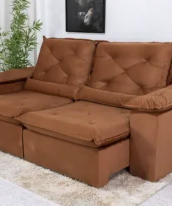 Sofá Retrátil Reclinável Roma 2.30m Veludo Terracota 24 - D28 Soft