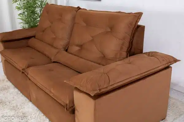 Sofá Retrátil Reclinável Roma 2.30m Veludo Terracota 24 - D28 Soft - Image 5