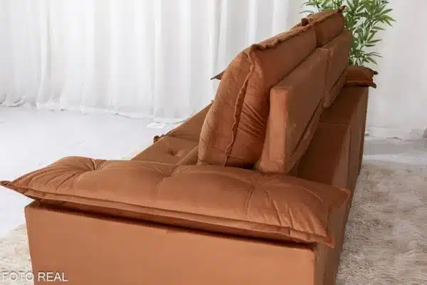 Sofá Retrátil Reclinável Roma 2.30m Veludo Terracota 24 - D28 Soft - Image 6