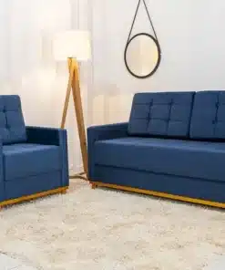 Sofá Áustria 3 Lugares + Poltrona Áustria Azul