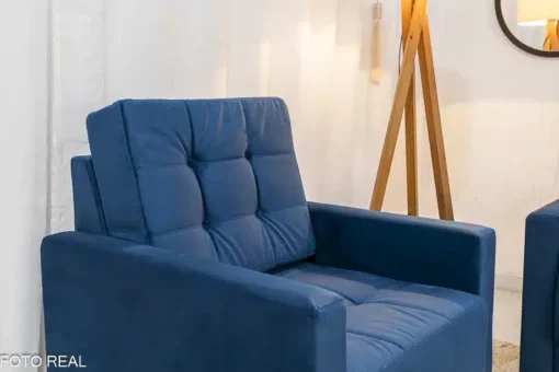 Sofá Áustria 3 Lugares + Poltrona Áustria Azul - Imagem 6