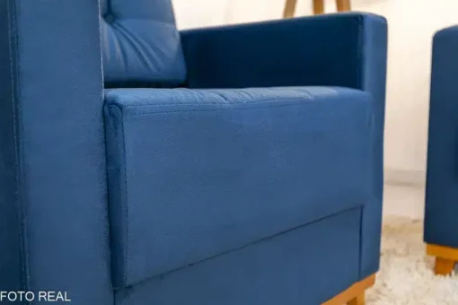 Sofá Áustria 3 Lugares + Poltrona Áustria Azul - Imagem 7