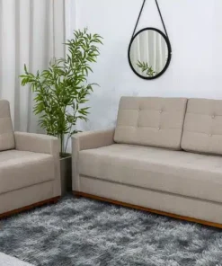 Sofá Áustria 3 Lugares + Poltrona Áustria Bege