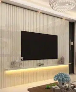 Painel Nobre Off Ripado 100% MDF C/ Led TV até 85 Larg. 2.30m - Gelius