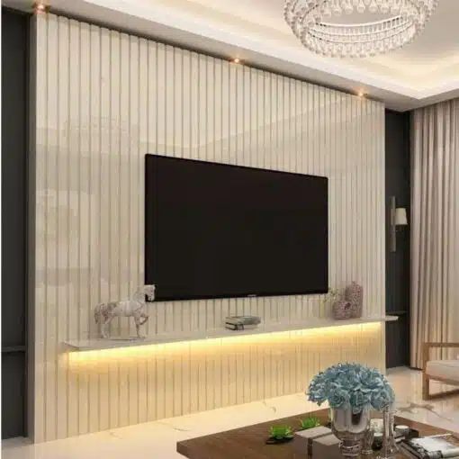 Painel Nobre Off Ripado 100% MDF C/ Led TV até 85 Larg. 2.30m - Gelius