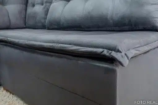 Sofá de Canto Vênus Veludo 3 em 1 Cinza 526 - Imagem 7
