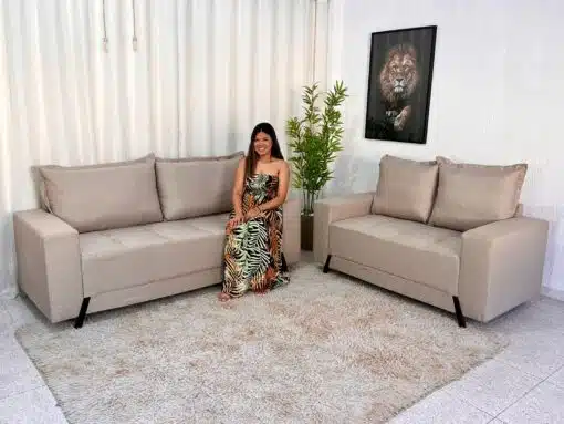 Sofá 3 e 2 lugares 8100 Linho Bege 24
